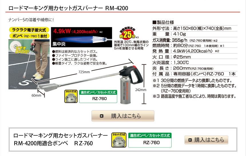 ロードマーキング用カセットガスバーナー RM-4200