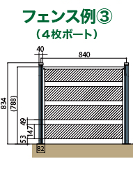 フェンス例B(4枚ボード)
