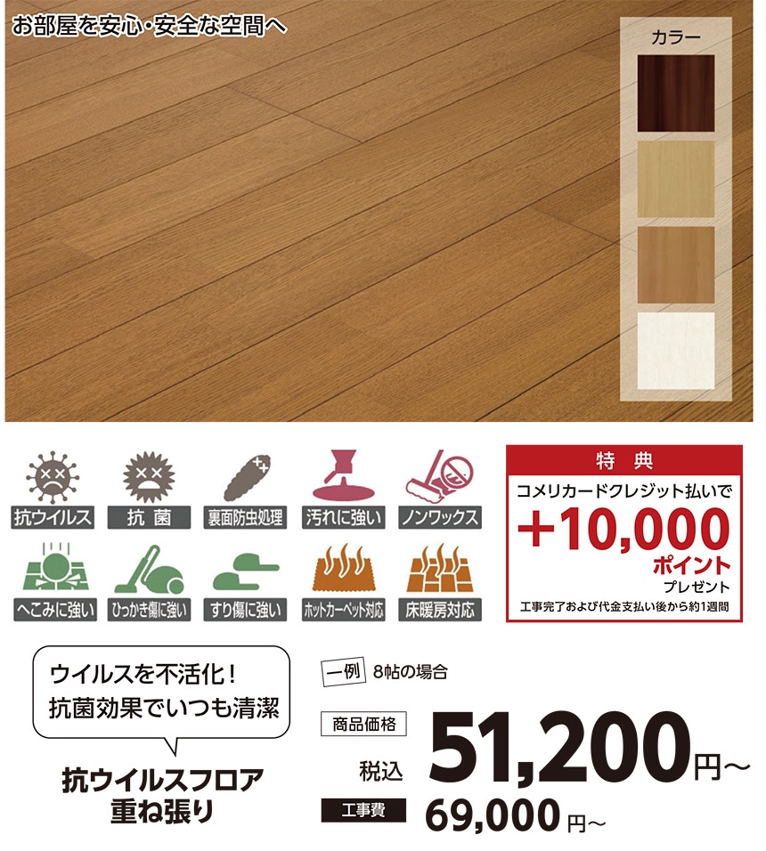 抗ウイルスフロア重ね張り