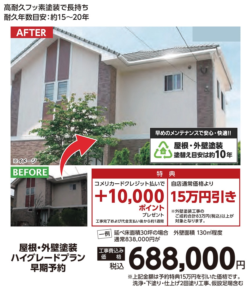 屋根 外壁塗装 ハイグレードプラン ホームセンター通販コメリドットコム