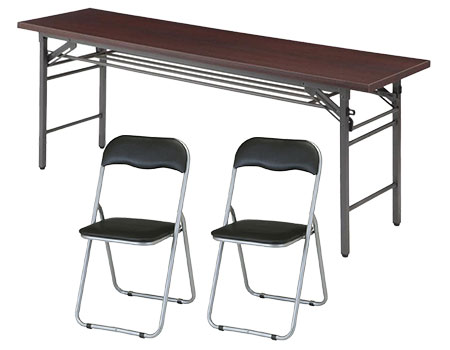 折りたたみ会議テーブル　ハイタイプ＋パイプチェア