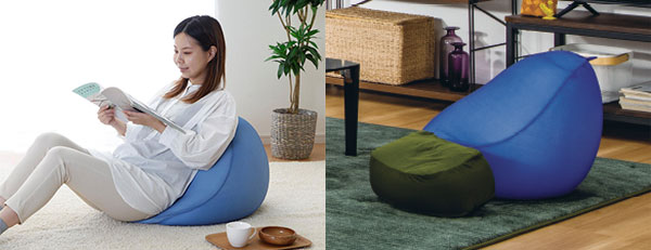 アテーナライフ 丸型ビーズクッション　カバー付