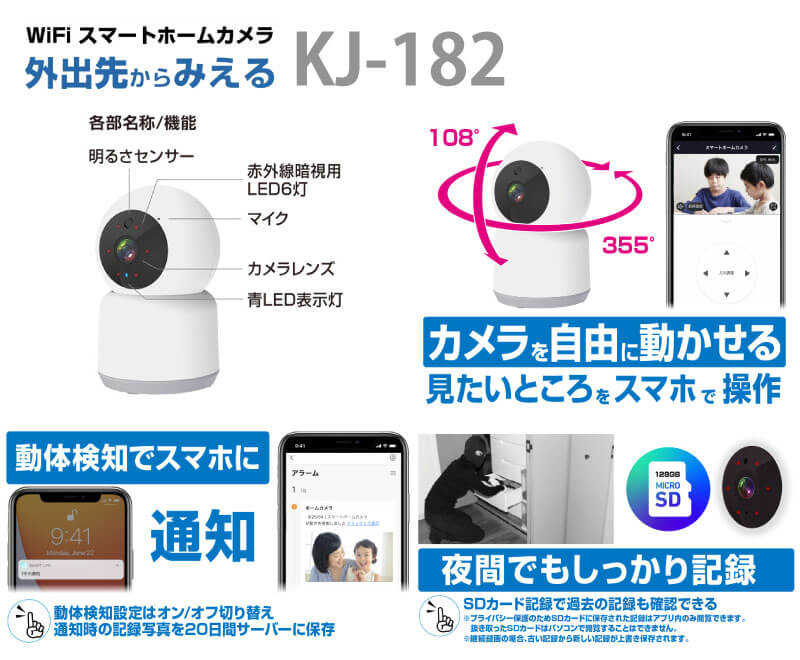 スマートホームカメラ首振対応　KJ-182