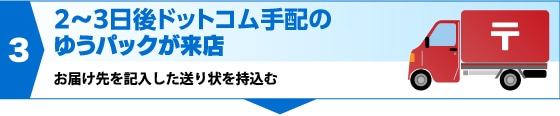 3、翌日or翌々日ドットコム手配のゆうパックが来店