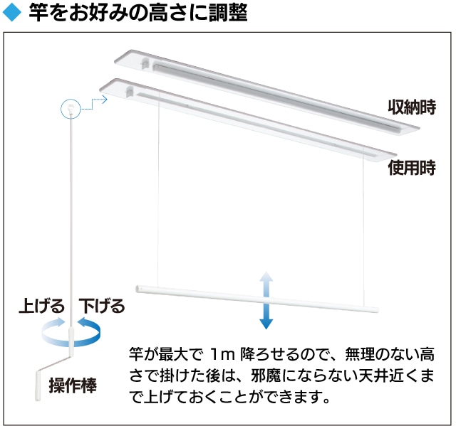 竿をお好みの高さに調整