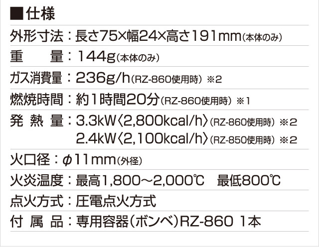パワートーチ RZ-834・RZ-834BP